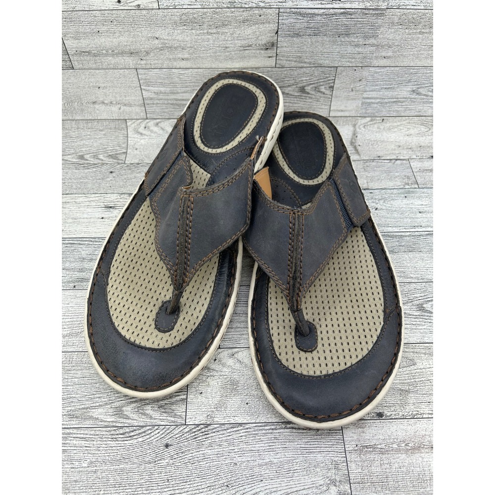 Born Khela‎ Men Size 12M Leather Thong Sandals Dark Brown Flip Flops BM0006934